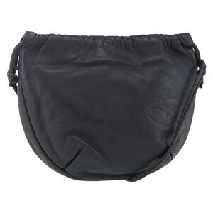 Authentic LOEWE Anagram Shoulder Bag Leather Black Silver